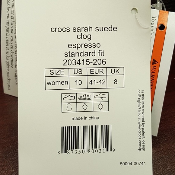 NWT Crocs Sarah Espresso Suede Clog Size W10 - Picture 5 of 5